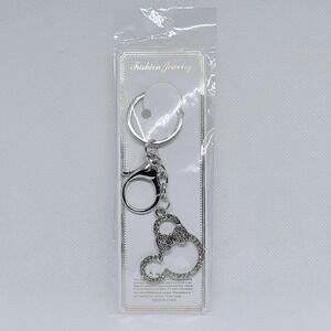 Minnie Mouse Crystal Rhinestone Keychain Silver Bow Purse Charm